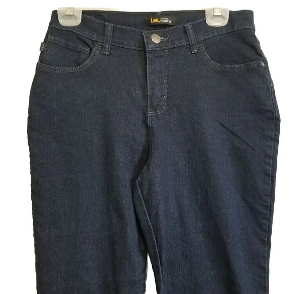 Lee Classic Fit Straight Leg Womens Jeans Size 6 Dark Wash Denim Blue - Picture 3 of 4